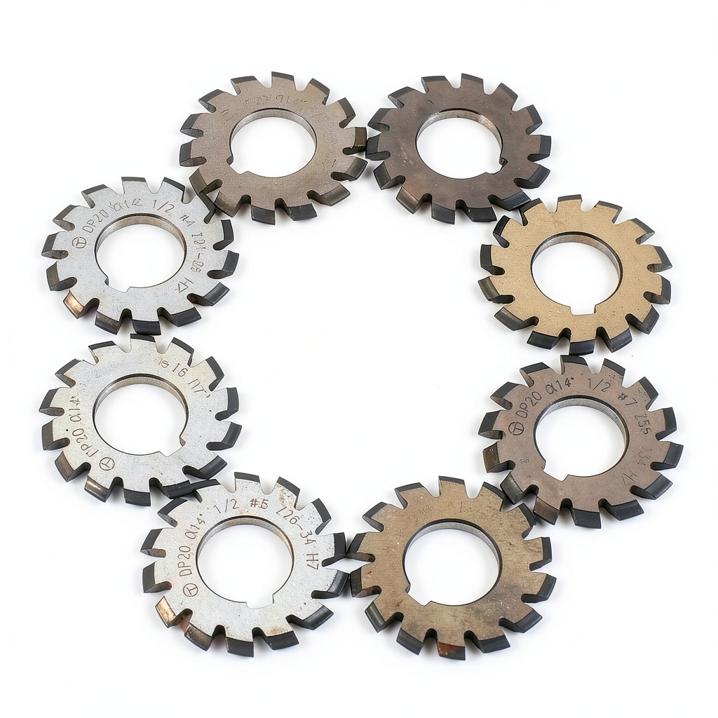 Amobink Involute Gear Cutter Set displayed on a workbench