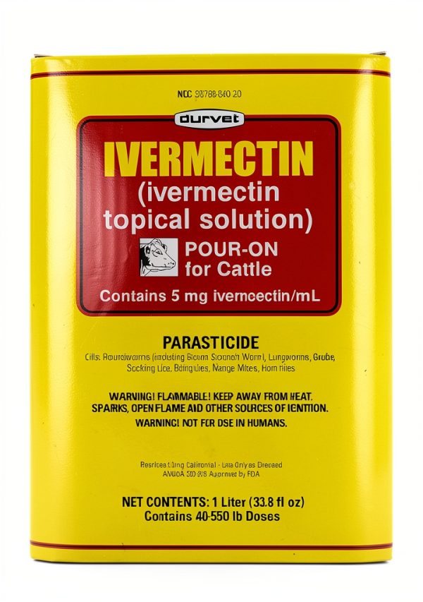 Durvet Ivermectin Pour-On Cattle Dewormer 1000 mL Plastic-1