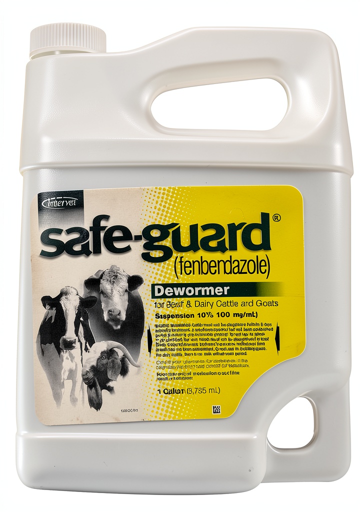 Safe Guard Suspension bottle with dosage instructions for livestock